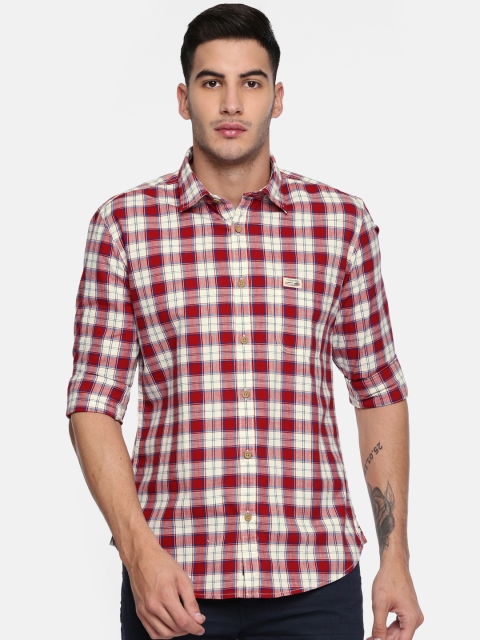 

U.S. Polo Assn. Denim Co. Men Red & White Regular Fit Checked Casual Shirt