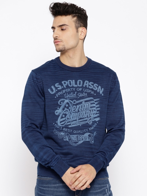 

U.S. Polo Assn. Denim Co. Men Navy Blue Printed Pullover