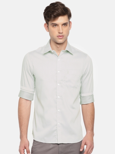 

U.S. Polo Assn. Men Grey Tailored Fit Self Design Casual Shirt