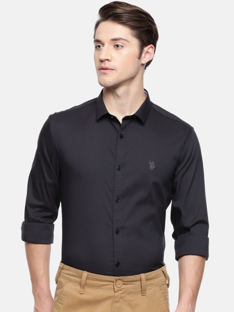 

U.S. Polo Assn. Men Black Slim Fit Solid Smart Casual Shirt