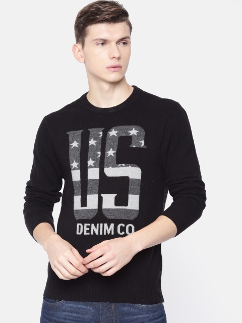 

U.S. Polo Assn. Denim Co. Men Black Printed Sweater