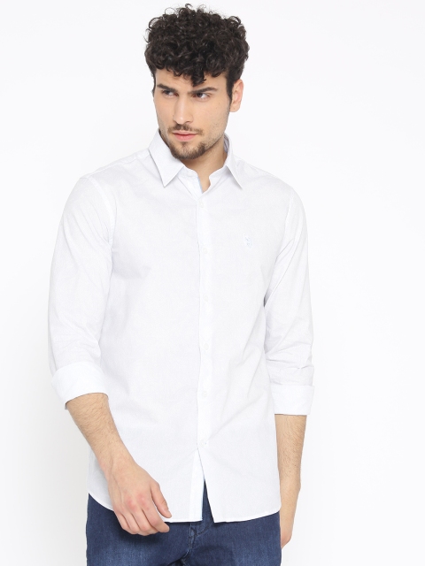 

U.S. Polo Assn. Men White Tailored Fit Printed Casual Shirt