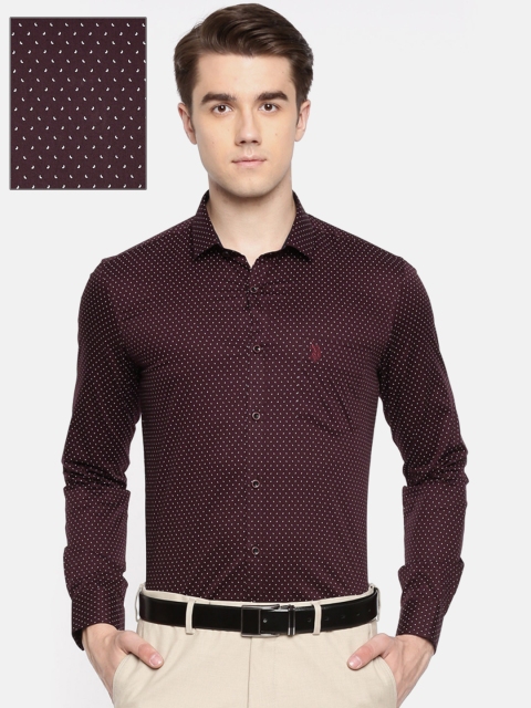 

U.S. Polo Assn. Tailored Men Burgundy Slim Fit Printed Formal Shirt
