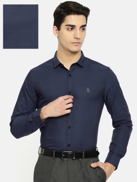 

U.S. Polo Assn. Men Navy Blue Slim Fit Solid Formal Shirt