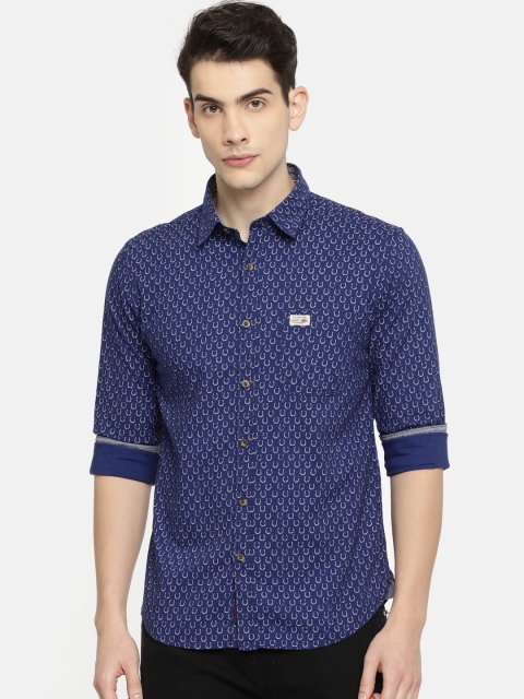 

U.S. Polo Assn. Denim Co. Men Blue Slim Fit Printed Casual Shirt