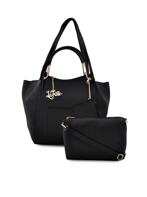 

LaFille Set of 2 Black Solid Handbags