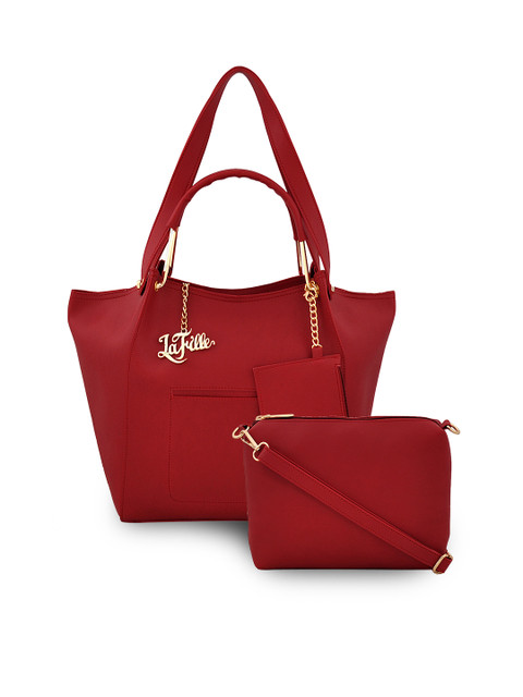 

LaFille Red Solid Set of 2 Handbags