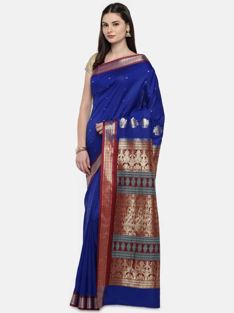 

Ishin Blue & Maroon Poly Silk Woven Design Saree