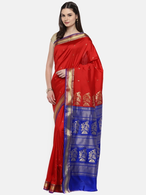 

Ishin Red & Purple Poly Silk Woven Design Saree