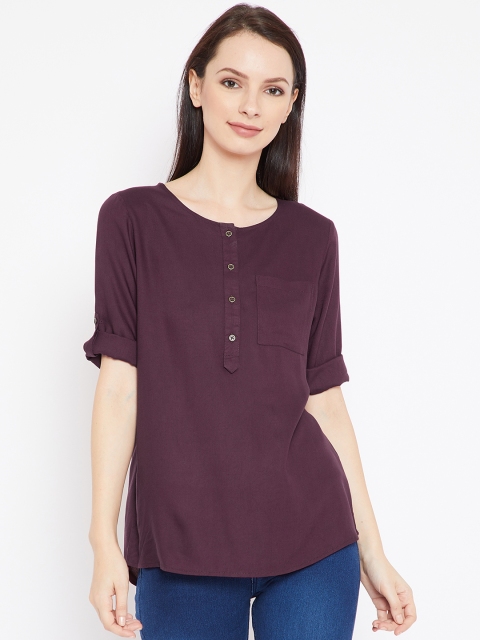 

Vaak Women Burgundy Solid Top
