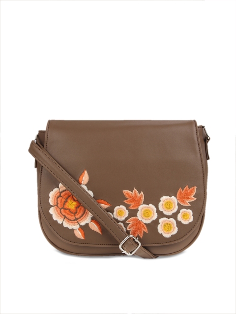 

Toteteca Brown & Orange Self Design Sling Bag