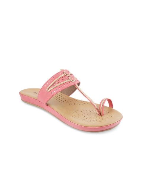 

Mochi Women Pink Solid Synthetic One Toe Flats