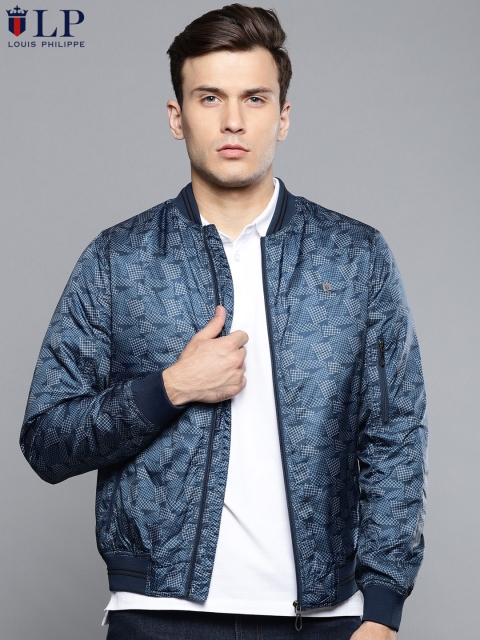 

Louis Philippe Sport Men Navy Blue Printed Bomber Jacket