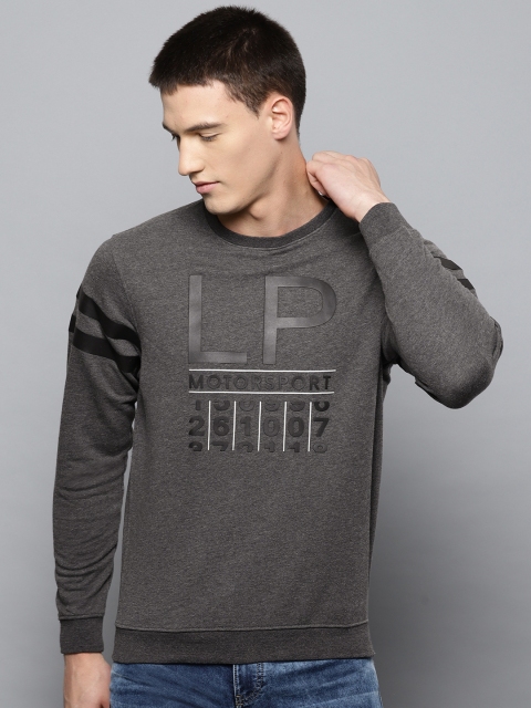 

Louis Philippe Sport Men Charcoal Grey & Black Applique Detail Sweatshirt