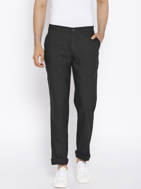 

Octave Men Black Regular Fit Solid Trousers