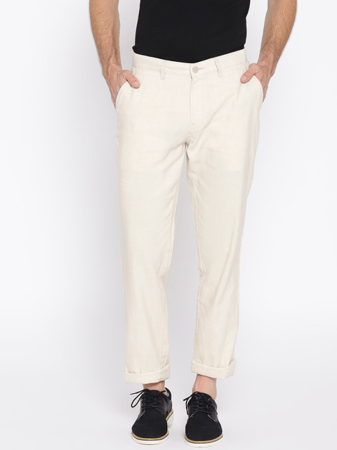 

Octave Men Beige Regular Fit Solid Trousers