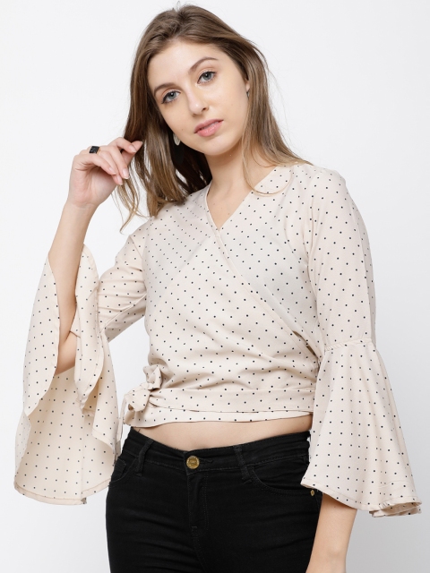 

Tokyo Talkies Women Cream-Coloured Printed Wrap Top