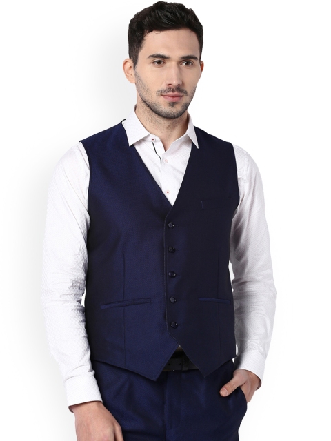 

V Dot Men Navy Blue Regular Fit Waistcoat