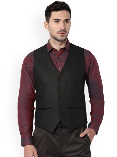 

V Dot Men Black Regular Fit Waistcoat