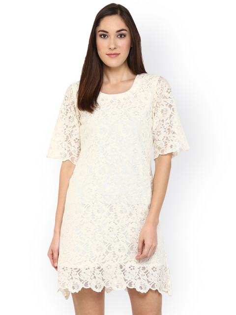 

MABISH by Sonal Jain Women Off-White Lace Sheath Dress