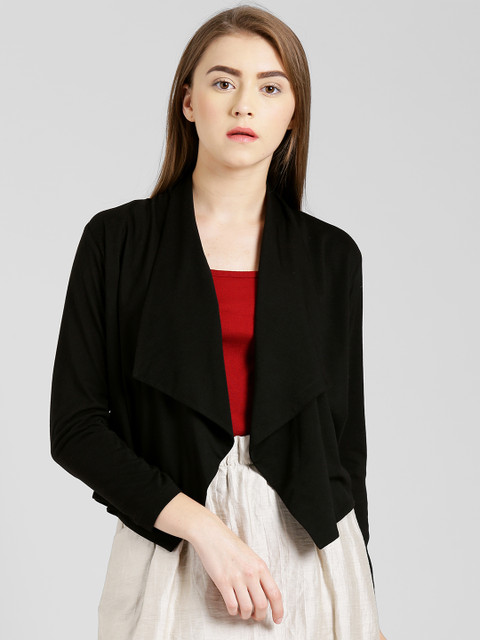 

Zink London Black Solid Lapel Shrug