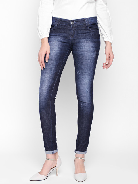 

fungus Women Blue Slim Fit Mid-Rise Mildly Distressed Stretchable Jeans