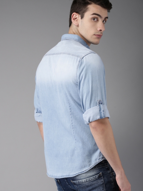 

HERE&NOW Men Blue Regular Fit Faded Denim Casual Shirt