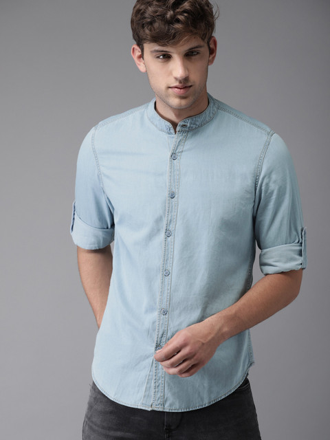 

HERE&NOW Men Blue Regular Fit Faded Denim Shirt