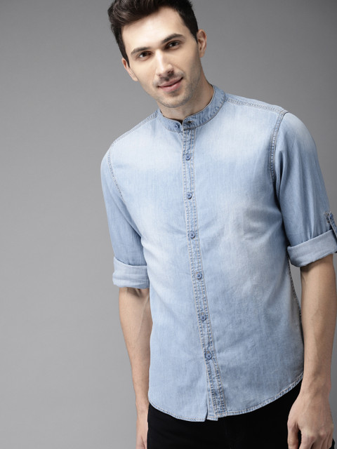 

HERE&NOW Men Blue Regular Fit Faded Casual Shirt