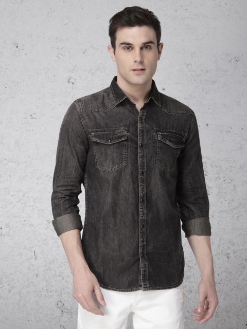 

Ecko Unltd Men Charcoal Grey Slim Fit Faded Casual Shirt