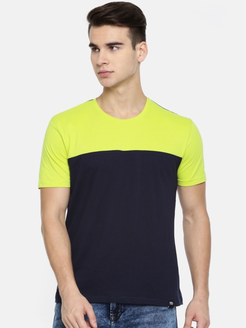 

Ecko Unltd Men Navy Blue Colourblocked Round Neck T-shirt