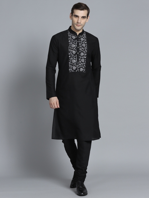

Rohit Bal Limited Men Black Yoke Design Kurta with Pyjamas