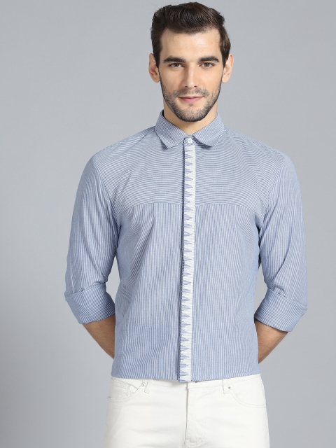 

Rohit Bal Limited Men Blue & White Striped Regular Fit Casual Shirt