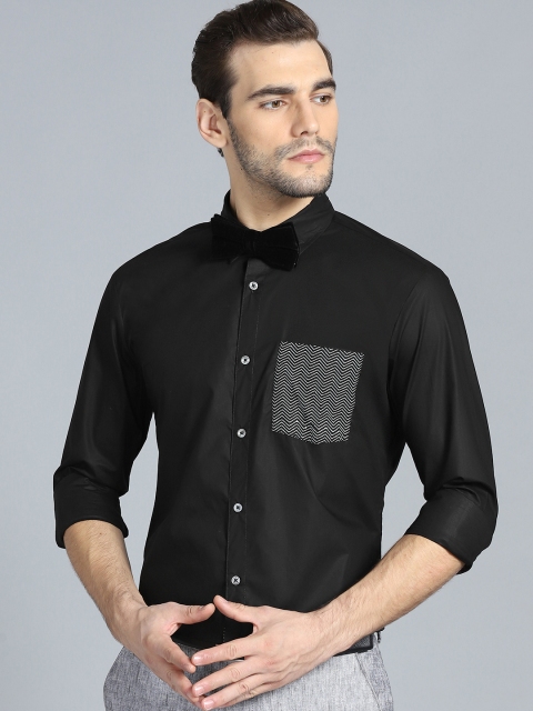 

Rohit Bal Limited Men Black Block Print Detail Solid Party Shirt