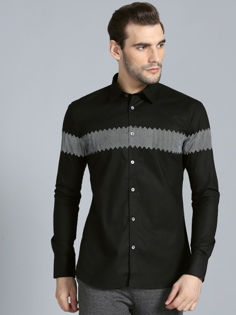 

Rohit Bal Limited Men Black Ivory Block Print Casual Shirt