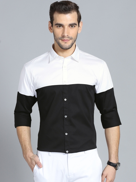 

Rohit Bal Limited Men Black & White Colourblocked Regular Fit Casual Shirt