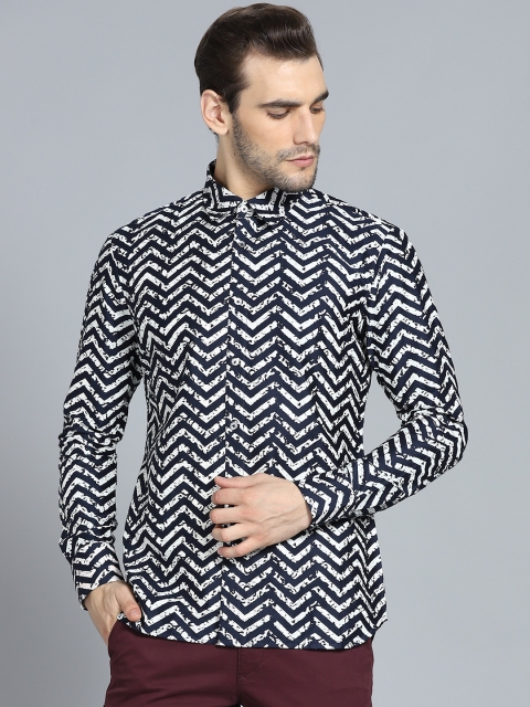 

Rohit Bal Limited Men Navy Blue & White Block Print Casual Shirt