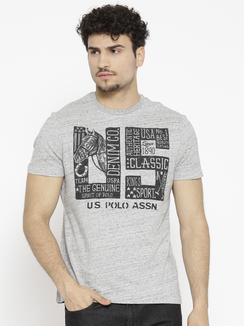

U.S. Polo Assn. Denim Co. Men Grey Printed Round Neck T-shirt