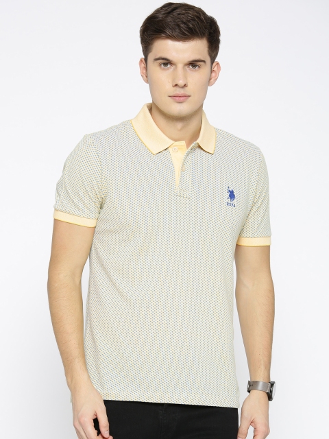 

U.S. Polo Assn. Men Yellow & Blue Printed Polo Collar T-shirt