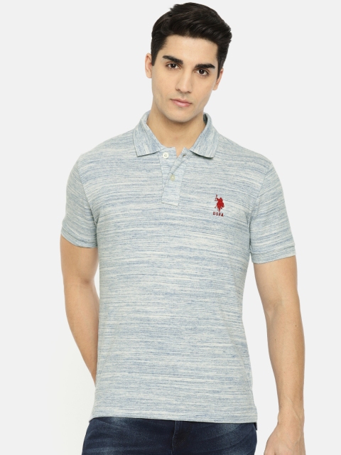 

U.S. Polo Assn. Men Blue Solid Polo Collar T-shirt