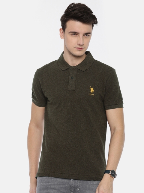 

U.S. Polo Assn. Men Brown Solid Polo Collar T-shirt