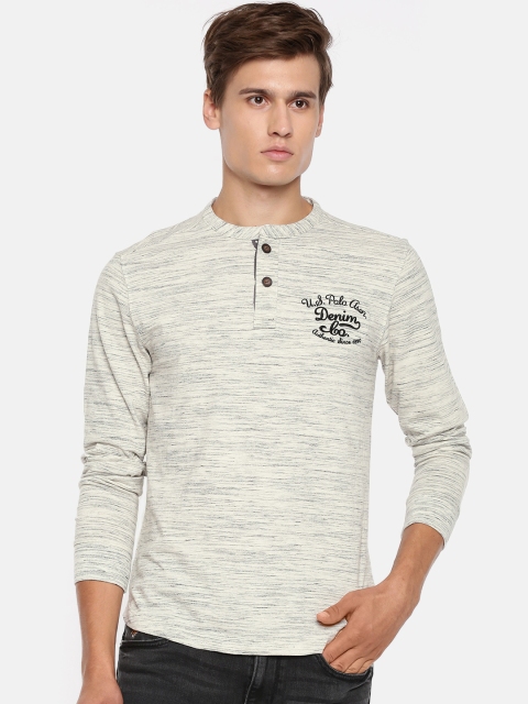 

U.S. Polo Assn. Denim Co. Men Off-White Printed Henley Neck T-shirt