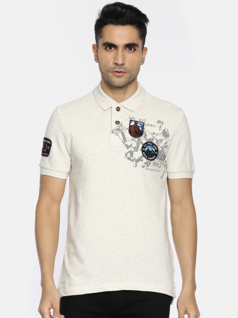 

U.S. Polo Assn. Denim Co. Men Off-White Solid Polo T-shirt