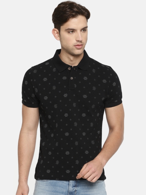 

U.S. Polo Assn. Denim Co. Men Black Printed Polo Collar T-shirt