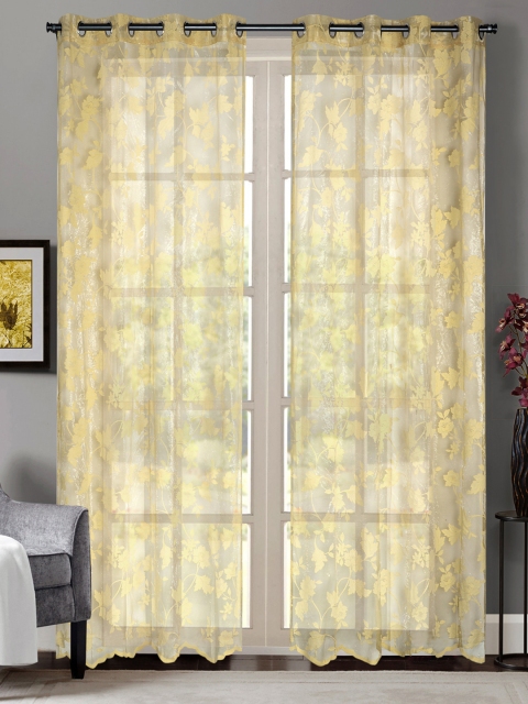 

Deco Window Yellow & Off-White Set of 2 Door Curtains