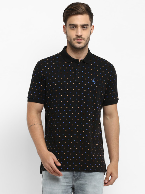 

Parx Men Black Printed Polo Collar T-shirt