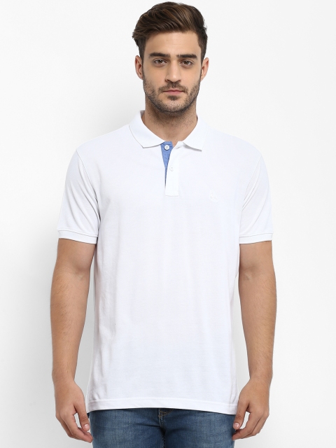 

Parx Men White Self Design Polo Collar T-shirt