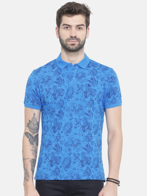 

Parx Men Blue Printed Polo Collar T-shirt
