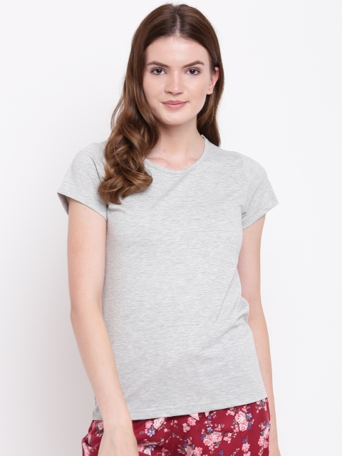 

Kanvin Grey Melange Solid Lounge T-shirt MJKSS107I