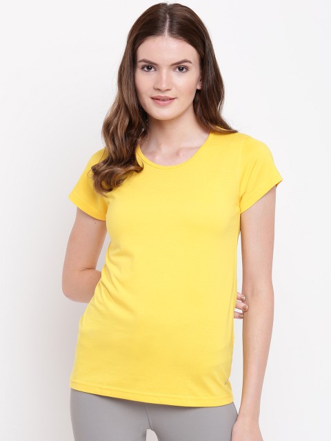 

Kanvin Yellow Solid Lounge T-shirt MJKSS107A